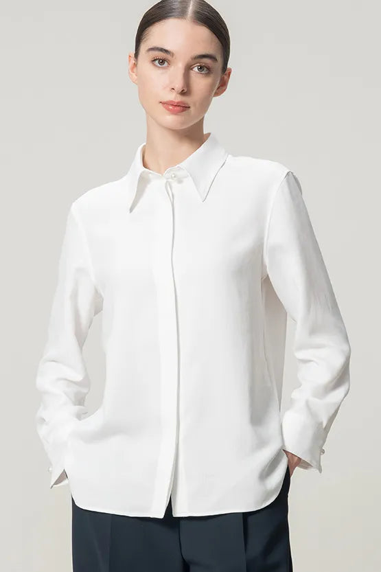 Stretch Georgette: Front Fly Shirt