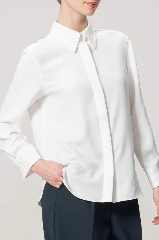 Stretch Georgette: Front Fly Shirt