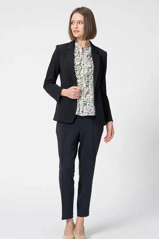 Stretch Chiffon: Ruffle Long-Sleeve Blouse