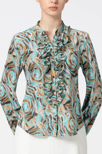 Stretch Chiffon: Ruffle Long-Sleeve Blouse