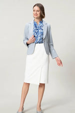 Stretch Chiffon: Frill Short-Sleeve Blouse