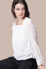 Stretch Chiffon: Square Neck Top