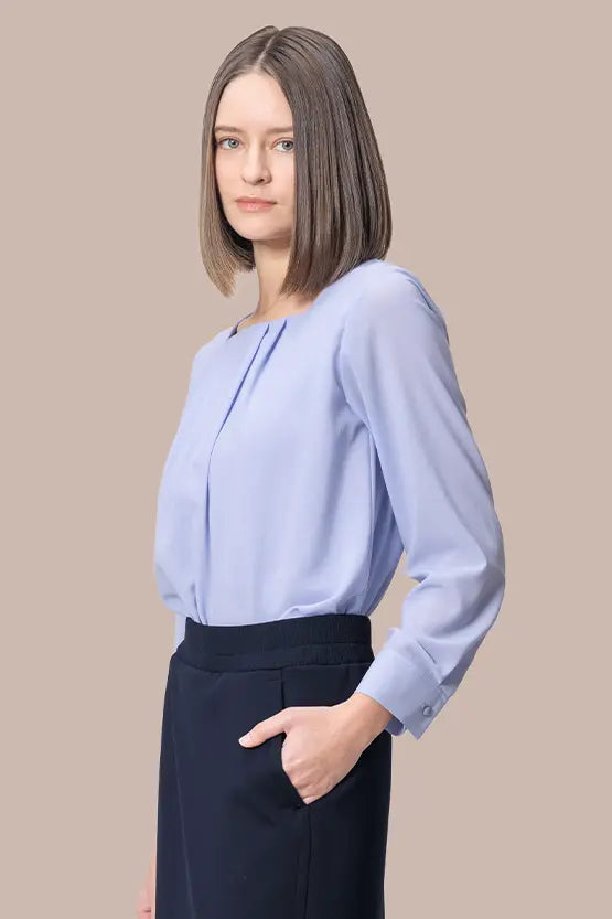 Stretch Chiffon: Square Neck Top