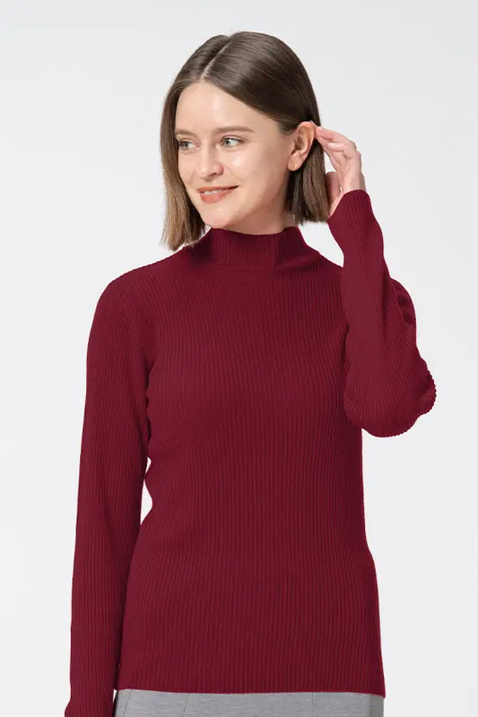 Washable Wool Knit: High-Neck Top