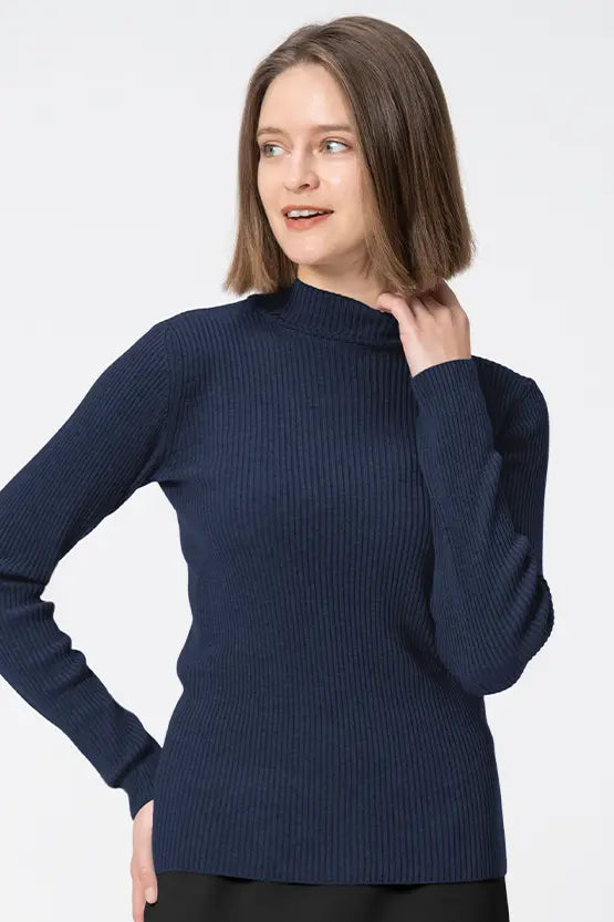 Washable Wool Knit: High-Neck Top