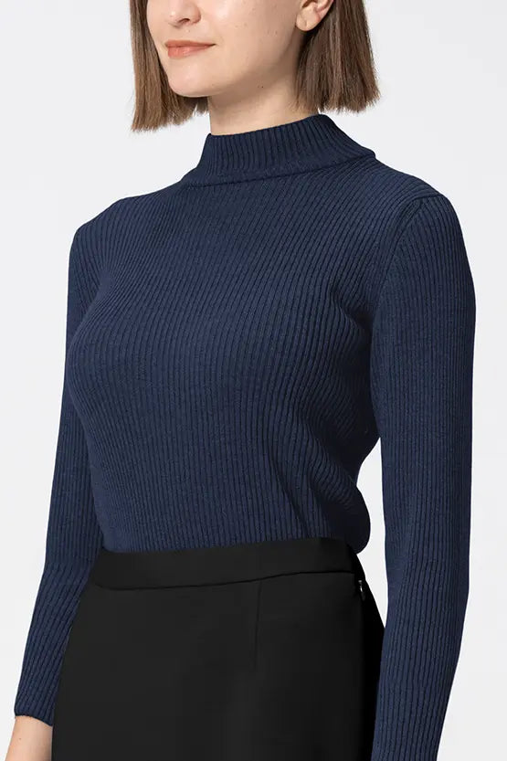 Washable Wool Knit: High-Neck Top