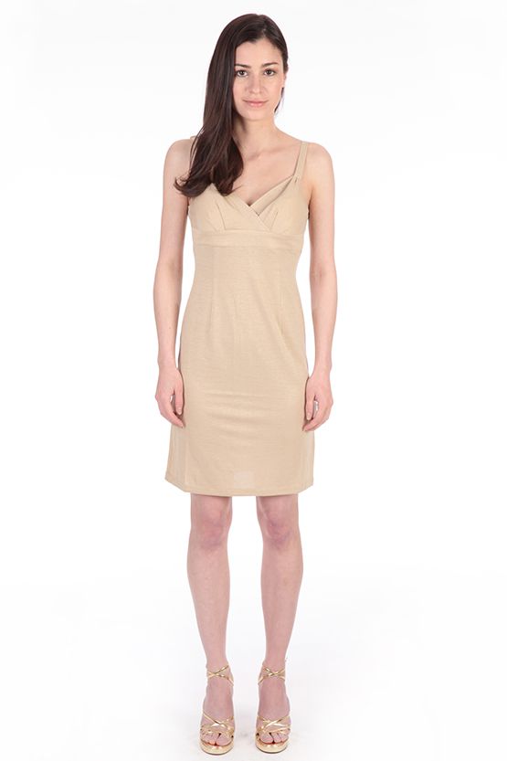 Champagne Camisole Dress, a slinky satin slip dress in a pale gold hue, sold out.