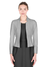 Grey Cotton Blend Stretch Bolero Jacket, showing a close-up of the fabric texture and stitching details.