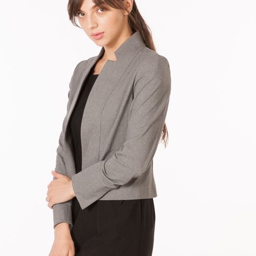 Grey Cotton Blend Stretch Bolero Jacket - Not Found