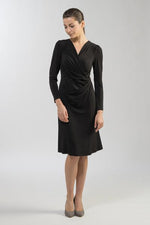 Black waist-gathered dress, sold out.