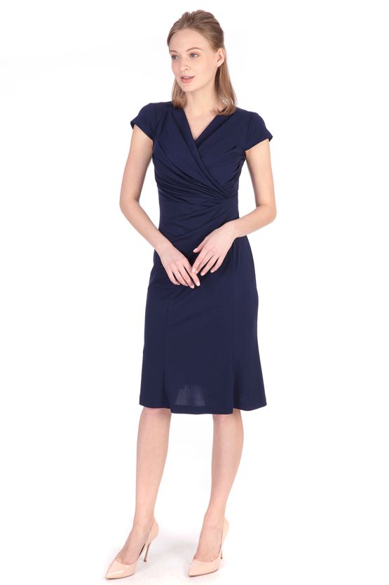 Navy Waist Gathered Dress - Sold Out