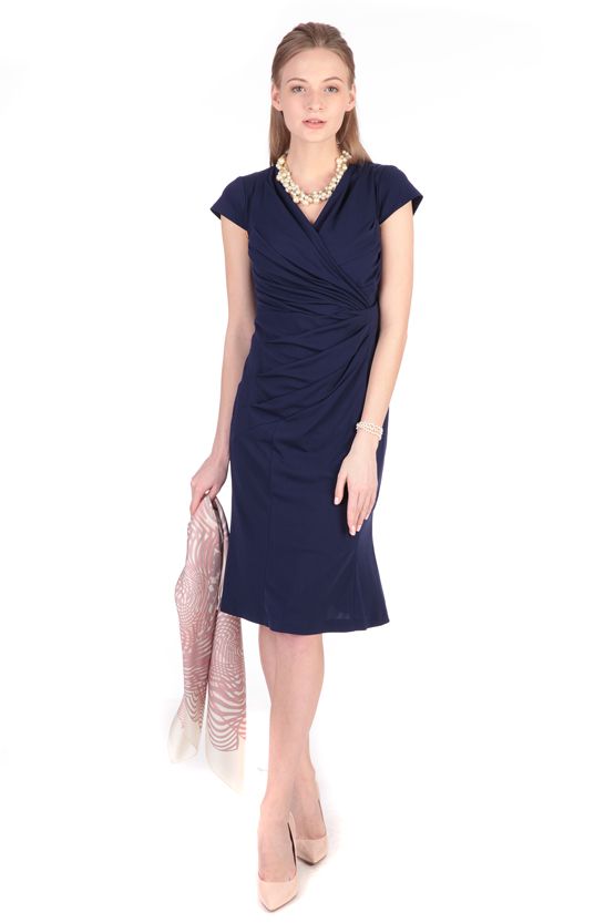 Navy Waist Gathered Dress - Sold Out