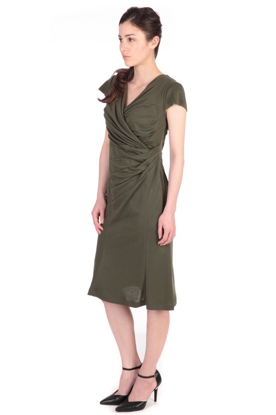 Olive Waist Gathered Dress - Sold Out