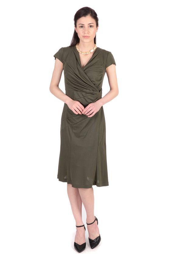 Olive Waist Gathered Dress - Sold Out