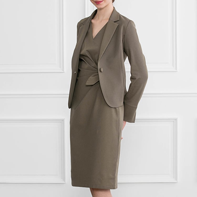 A tailored jacket that matches a dress