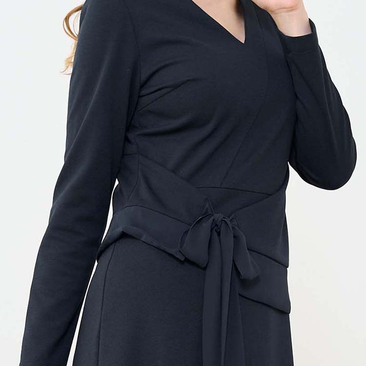 Double Jersey Red V-Neck A-Line Dress