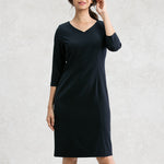 Double Jersey: Double Jersey White V-Neck I-Line Dress