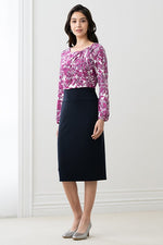 Space Material: Pink Flower X Navy Décolleté Tuck Dress