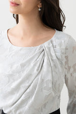 Long Sleeve: Reproduction Decided / Space Material: Gray Chiffon X Black Décolleté Tuck Dress