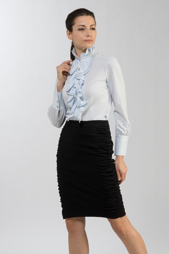 Black Side-Gathered Skirt - Sold Out