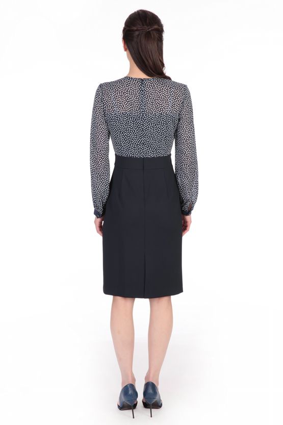 Navy Dot Chiffon Striped Shirt Dress - Sold Out