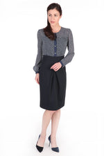 Navy Dot Chiffon Striped Shirt Dress - Sold Out
