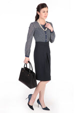 Navy Dot Chiffon Striped Shirt Dress - Sold Out