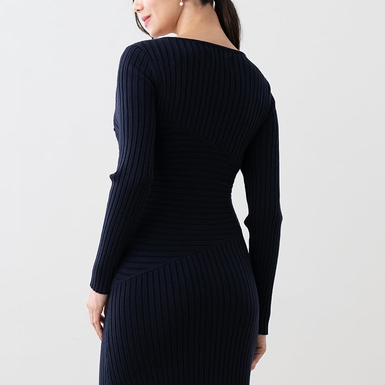 Long Length: White Long Cross Knit Dress