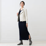 Long Length: White Long Cross Knit Dress