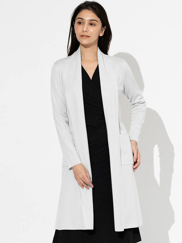 White Kanazawa-Made Cardigan With Side Slits