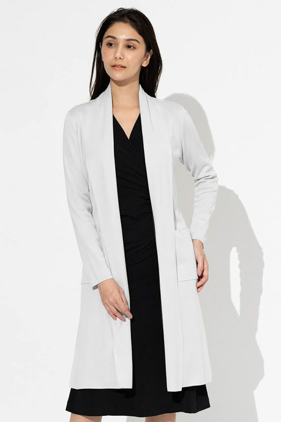 White Kanazawa-Made Cardigan With Side Slits