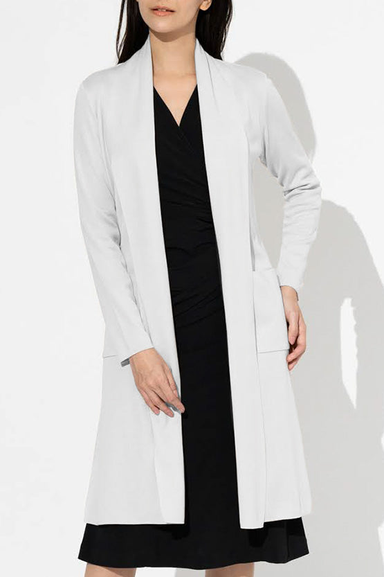 White Kanazawa-Made Cardigan With Side Slits