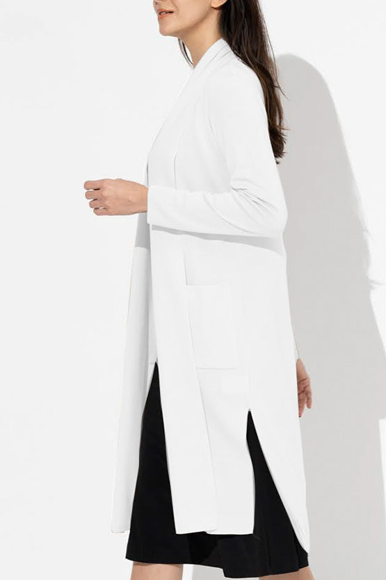 White Kanazawa-Made Cardigan With Side Slits