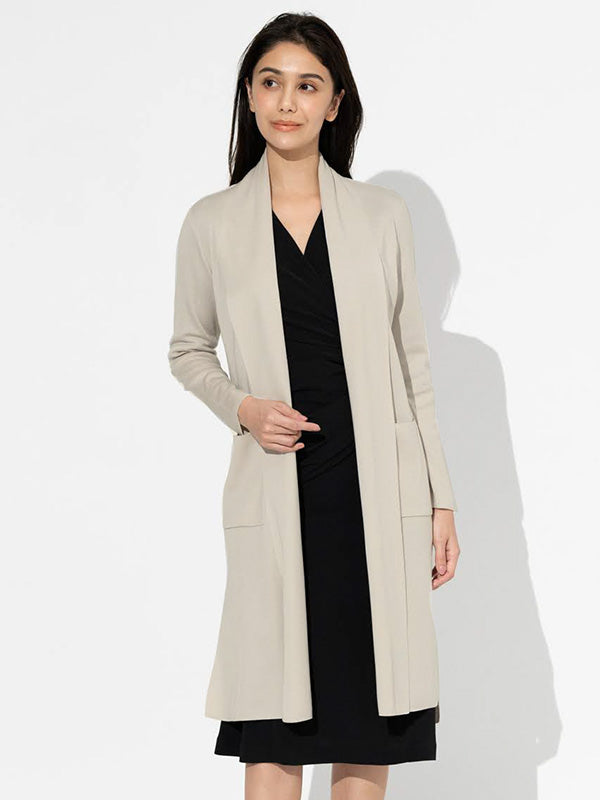 Greige Kanazawa-Made Cardigan With Side Slits