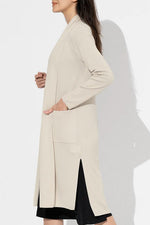 Greige Kanazawa-Made Cardigan With Side Slits