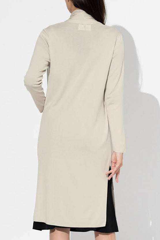Greige Kanazawa-Made Cardigan With Side Slits