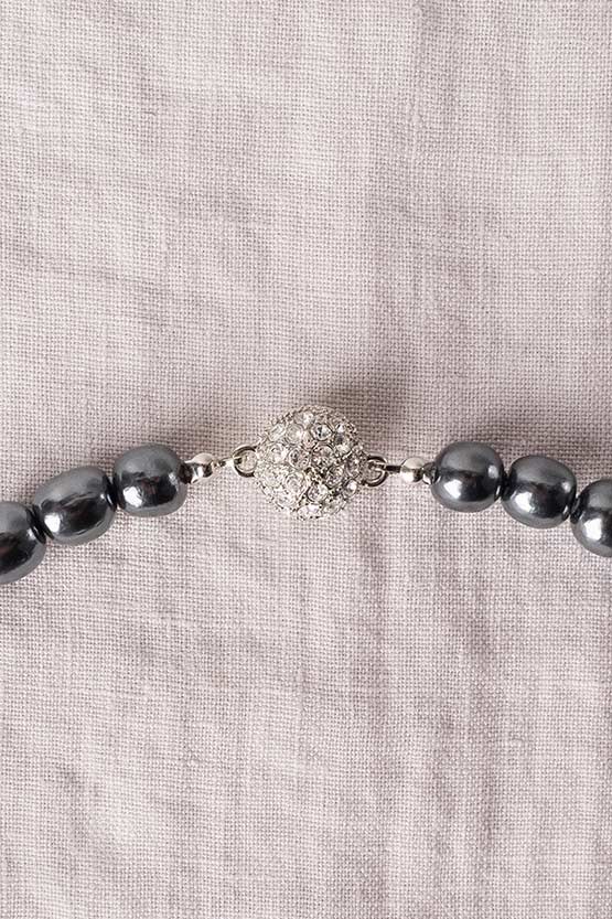 Elegance Gray Lightweight Balsa Pearl Long Necklace (61G)