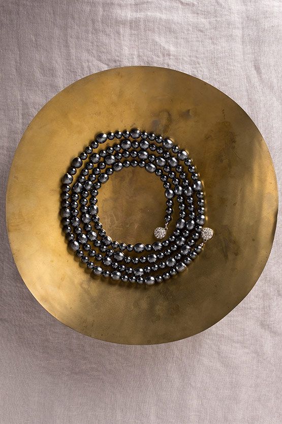 Elegance Gray Lightweight Balsa Pearl Long Necklace (61G)
