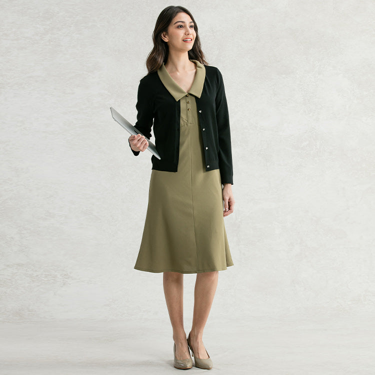 Pair with a black cardigan for a chic look for the office