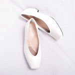 White Vegan Leather Fluffy Flats