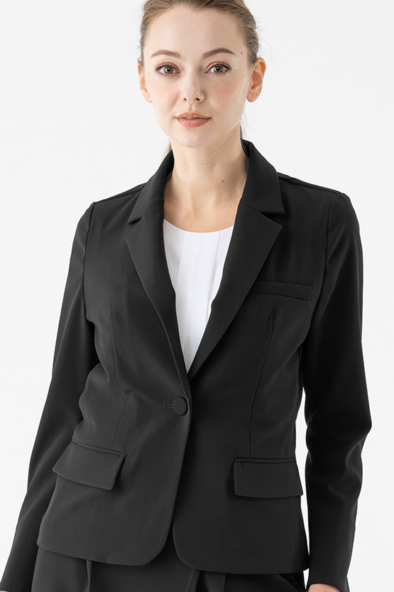 [Year-round material, unlined] Smart Stretch Black Three-Pocket Tailored Jacket