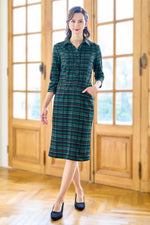 Green Tartan Check Shirt Dress