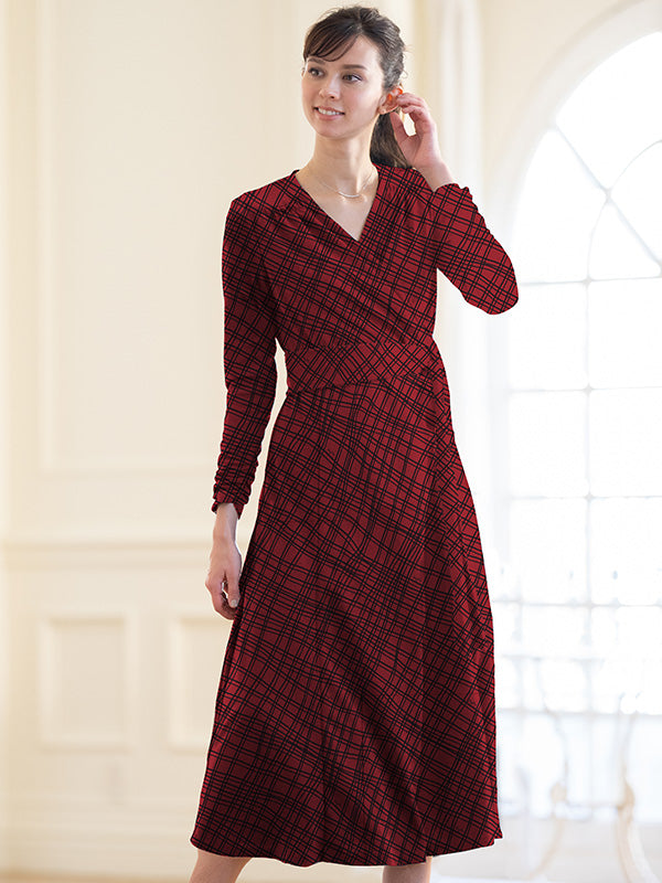 Red Check Cache-Coeur Ribbon Dress