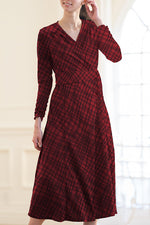 Red Check Cache-Coeur Ribbon Dress