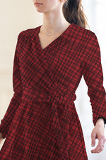 Red Check Cache-Coeur Ribbon Dress
