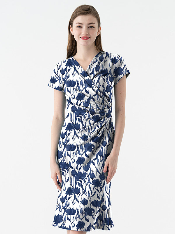 4-Way Stretch: 4-Way Jersey Navy Glorious Gather Dress