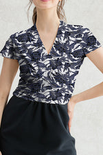 All-Season Material: Indigo Bingata X Dark Navy Docking Shell Dress