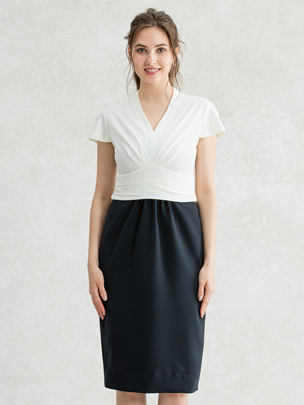 Smart Stretch: Smart Stretch White X Dark Navy Shell Docking Dress