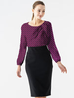 Space Material: Pink Circle X Black Decollete Tuck Dress
