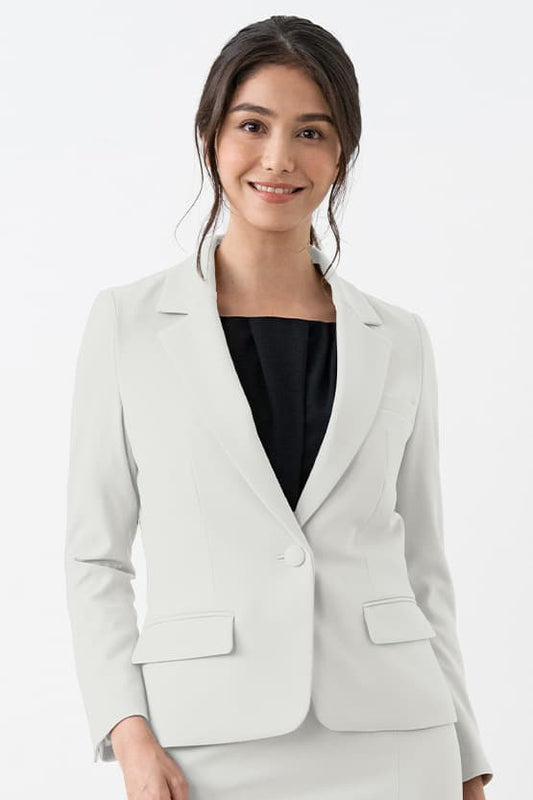 Active Cool Gray Tailored Jacket: A close-up shot of a sleek, gray blazer with a notched lapel and subtle texture.